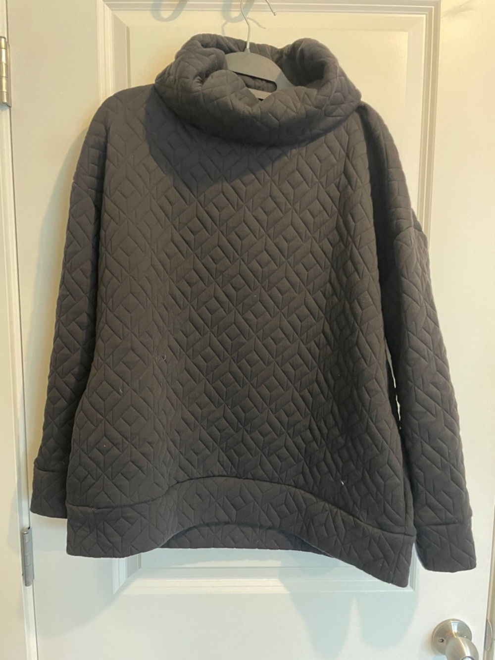 Quilted GAP Funnel Neck Pullover Sweatshirt - Black